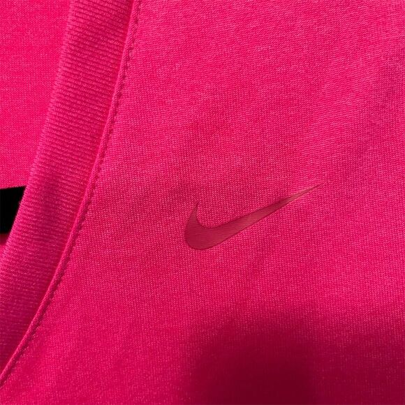 Nike Women's Dri-FIT V-Neck T-Shirt Pink Size M Short Sleeve Casual Athletic Cut - Picture 2 of 4